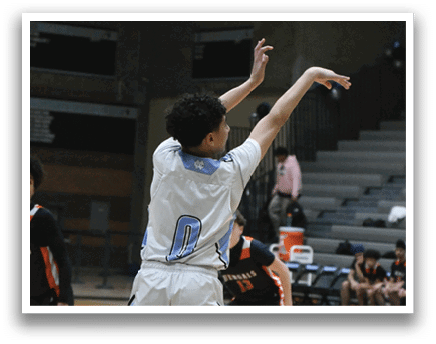 A basketball player in a white uniform is reaching for a basketball. AI generated content