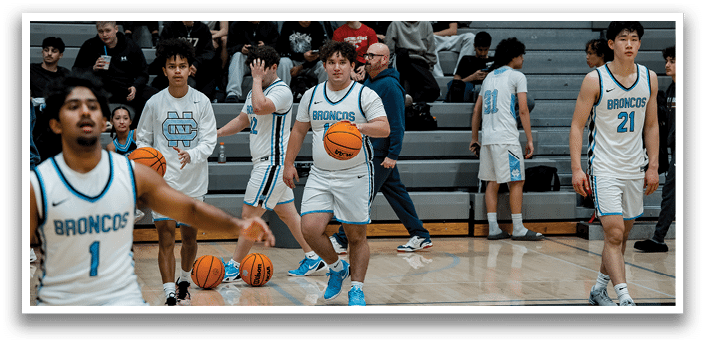 A group of basketball players are walking on the court with their coaches. AI generated content