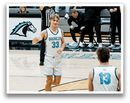 Two basketball players are on the court, one wearing a blue jersey with the number 13. AI generated content