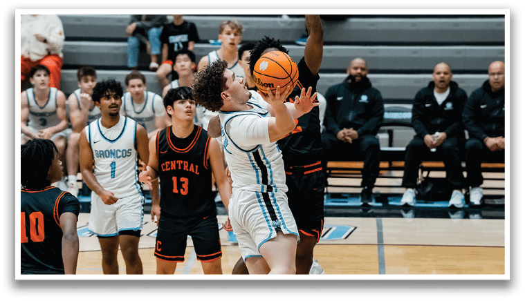 Two men playing basketball on a court. AI generated content