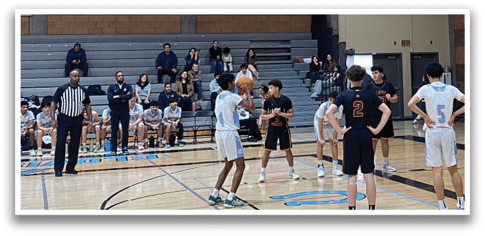 A group of people are playing basketball in a gym. AI generated content