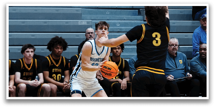 A basketball game is in progress with players on the court and spectators in the stands. AI generated content