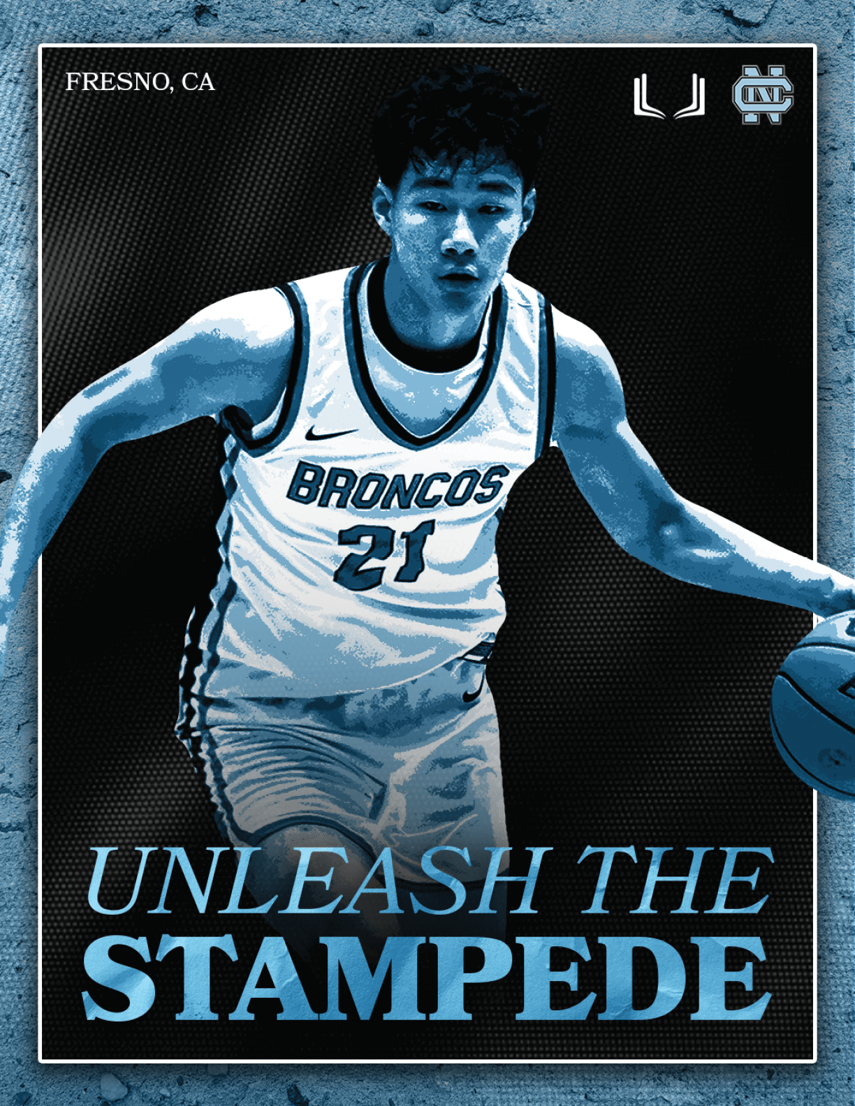 A basketball player in a blue and white uniform with the number 21 on the front. AI generated content