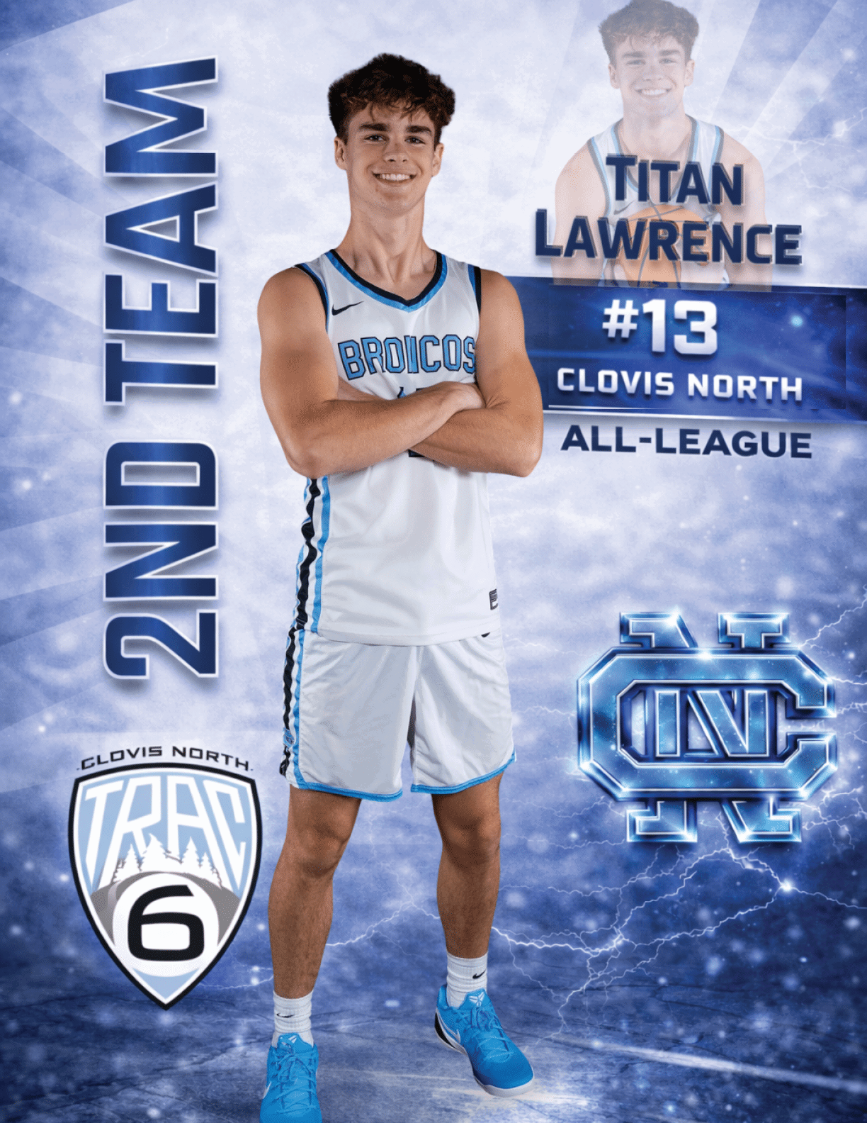 A basketball player wearing a blue and white uniform with the number 13 on the back. AI generated content