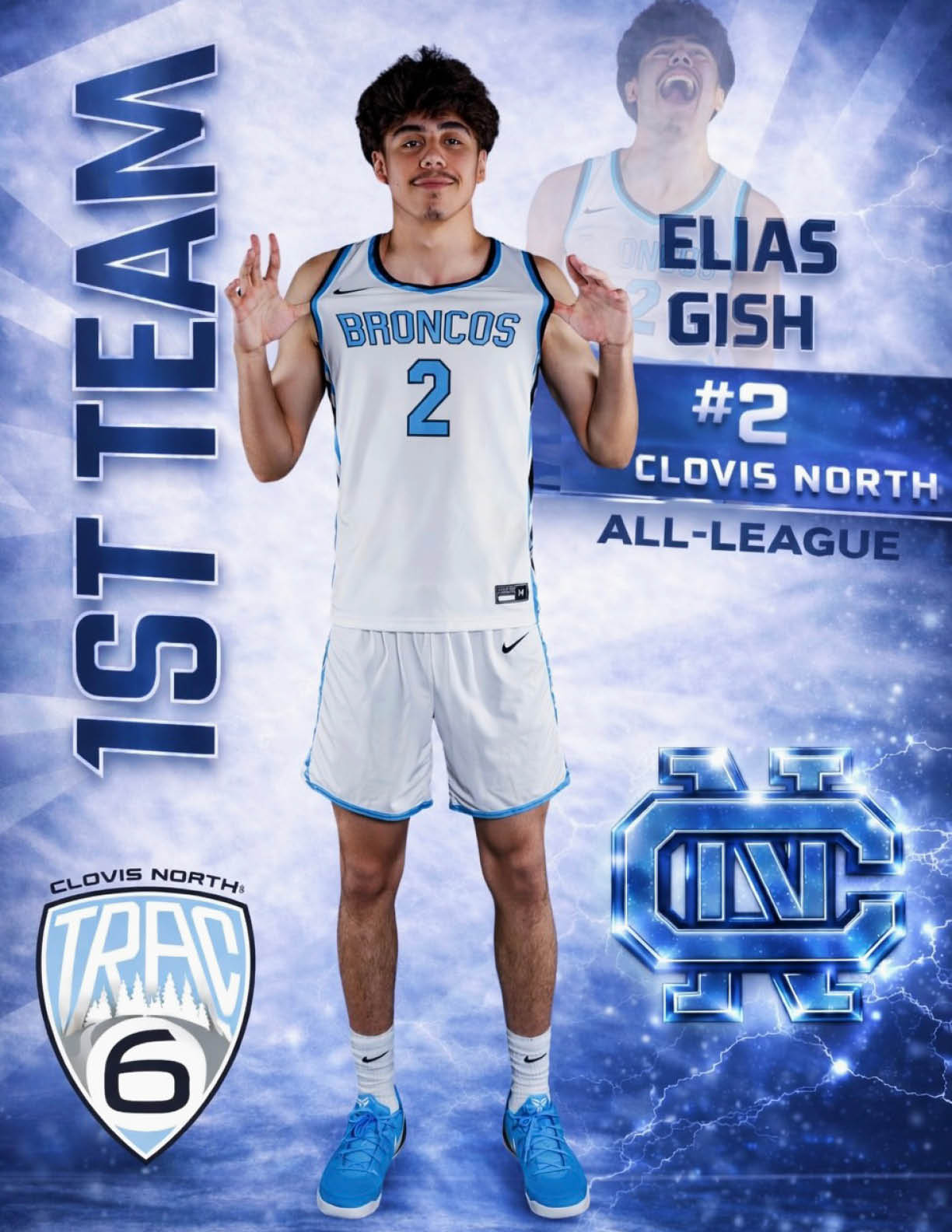 A basketball player wearing a blue and white uniform with the number 2 on it. AI generated content