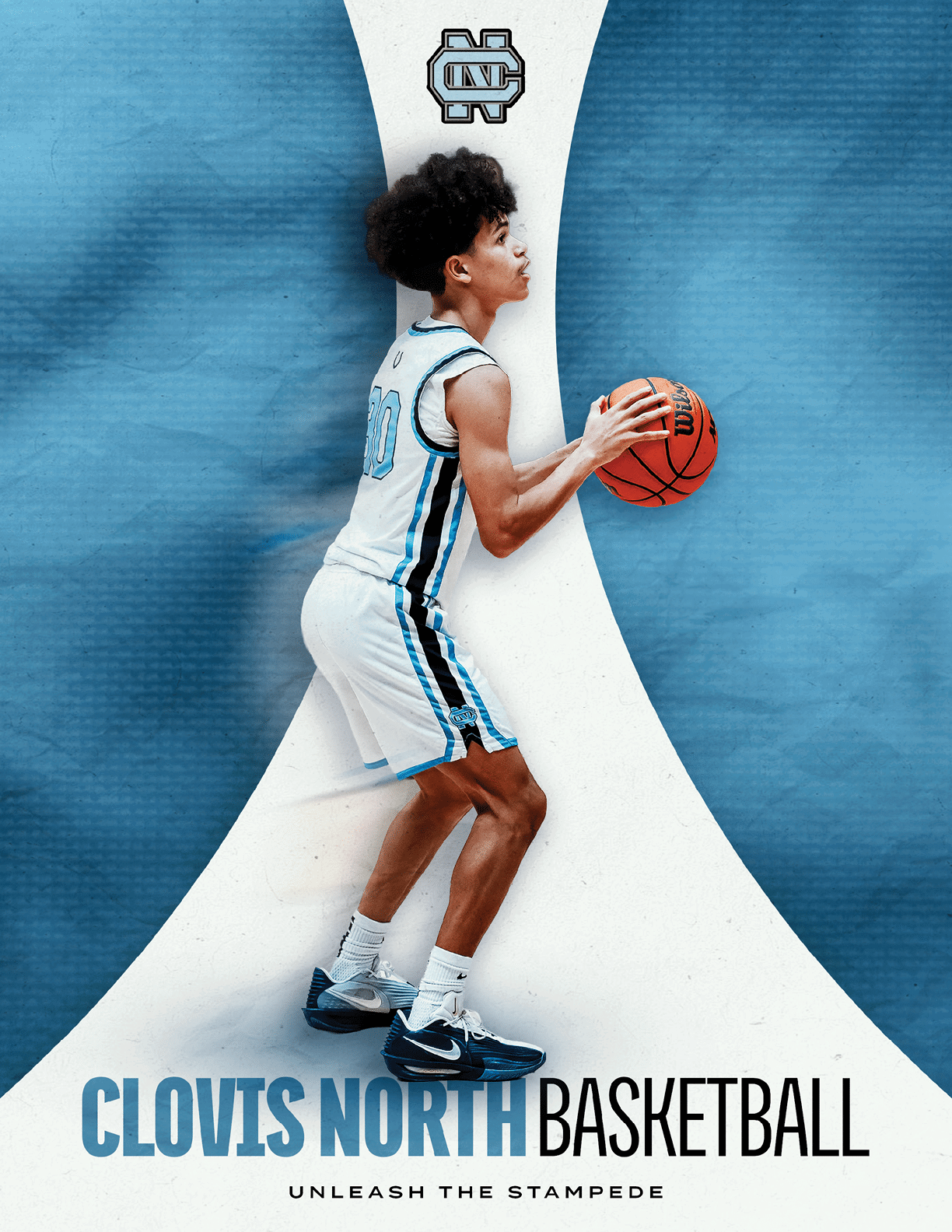 A basketball player in a blue and white uniform holding a basketball. AI generated content