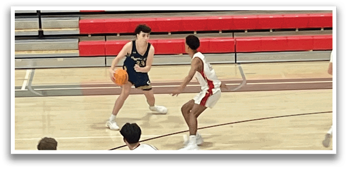 A group of young men playing basketball on a court. AI generated content