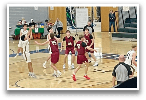A group of people playing basketball on a court. AI generated content