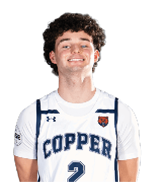 A young man wearing a white jersey with the words “Copper Hills" on the front. AI generated content