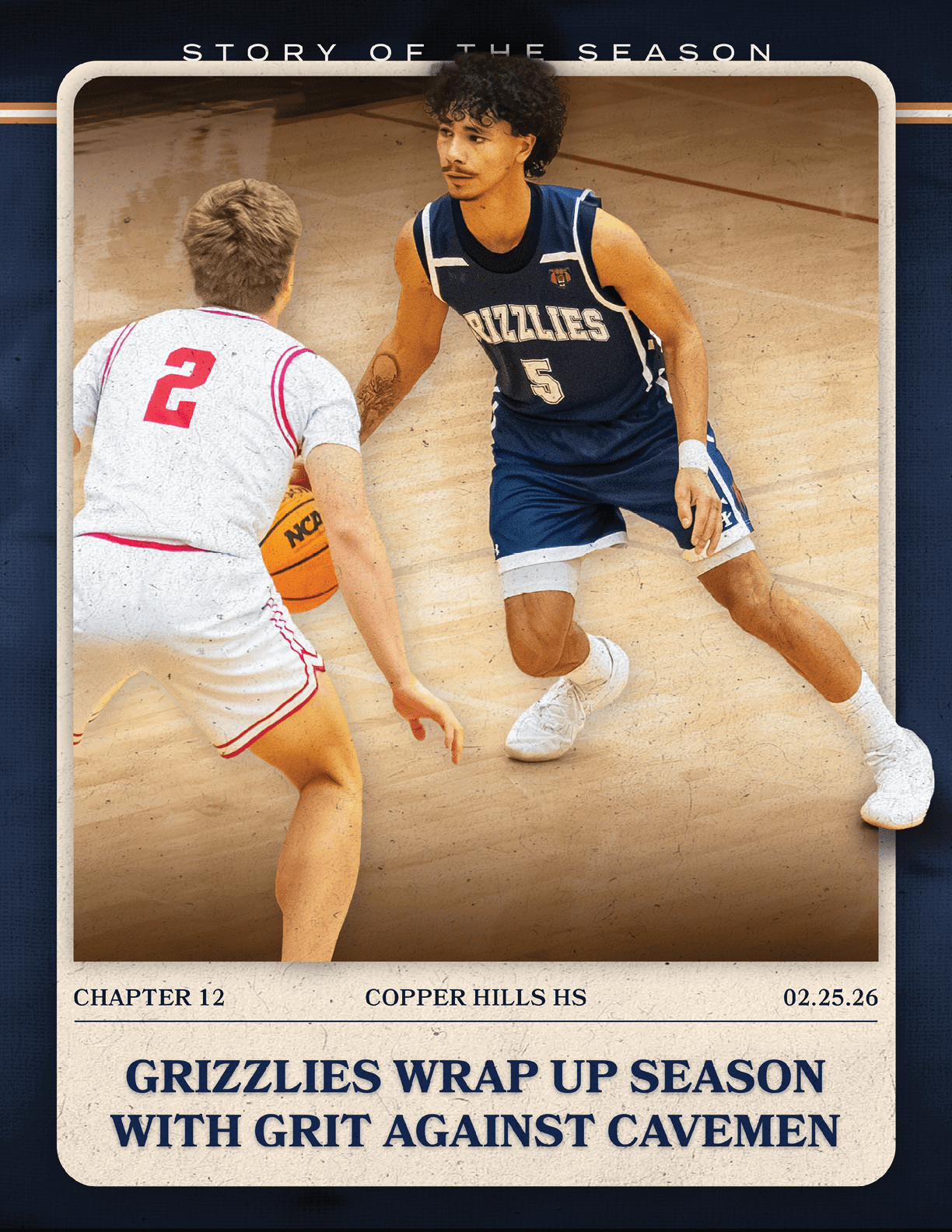 A basketball player in a blue jersey is guarding another player with the ball. AI generated content
