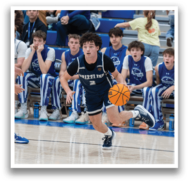 A basketball player is running with the ball while other players watch. AI generated content