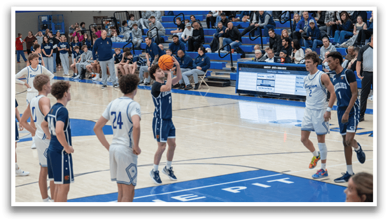 A group of people playing basketball on a court. AI generated content