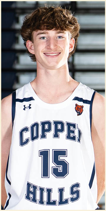 A young man wearing a basketball uniform stands in front of a blue background. AI generated content