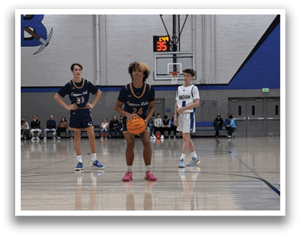 A group of basketball players on a court, one of them holding a basketball. AI generated content
