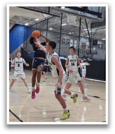 A basketball game in progress with players on the court. AI generated content