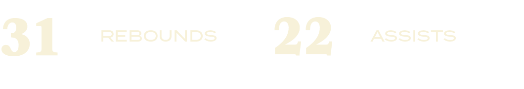 ASSISTS,22,REBOUNDS,3