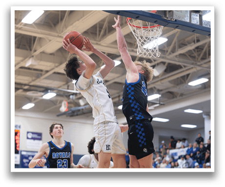 Basketball players in action on the court. AI generated content