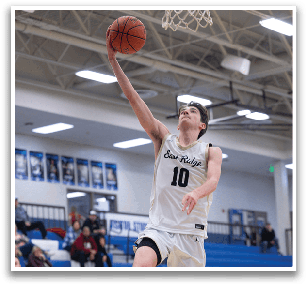 A basketball player jumps in the air to shoot the ball. AI generated content
