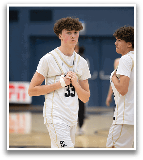 Two male basketball players wearing white uniforms are standing on a basketball court. One player is holding his jersey in his hand while the other player is looking at him. AI generated content
