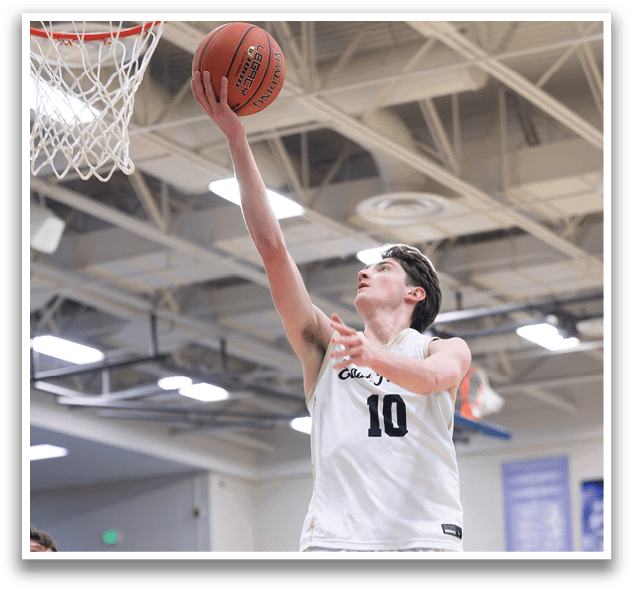 A basketball player jumps in the air to shoot the ball. AI generated content