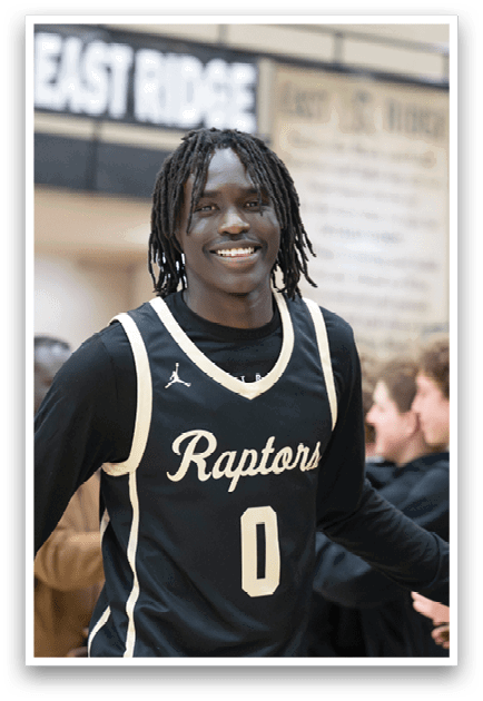A man wearing a basketball jersey with the number 0 on it is walking on a court. AI generated content
