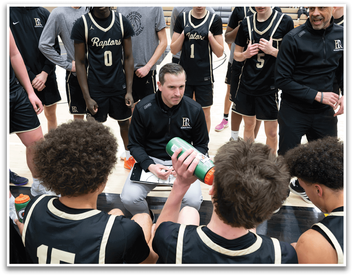 A group of basketball players are sitting on the floor, with one man holding a water bottle. AI generated content