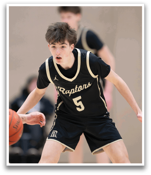 Two basketball players, one wearing a white jersey and the other wearing a black jersey, are playing for the ball. AI generated content