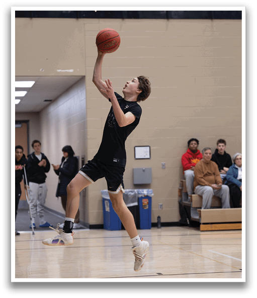 A man is jumping in the air to catch a basketball. AI generated content
