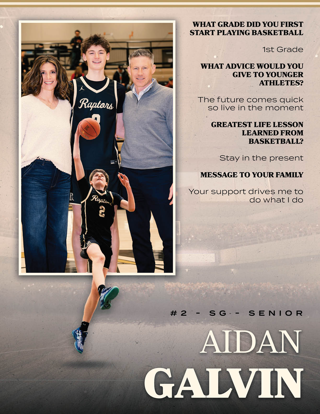 A family poses for a photo with a boy holding a basketball. AI generated content