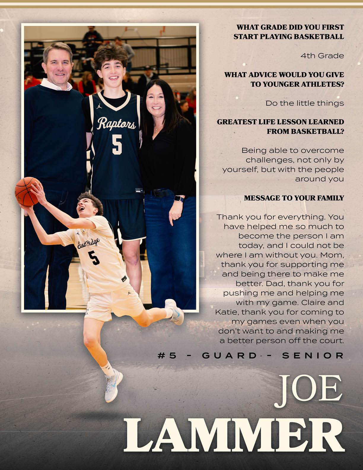 A boy in a basketball uniform jumps in the air with a basketball. AI generated content