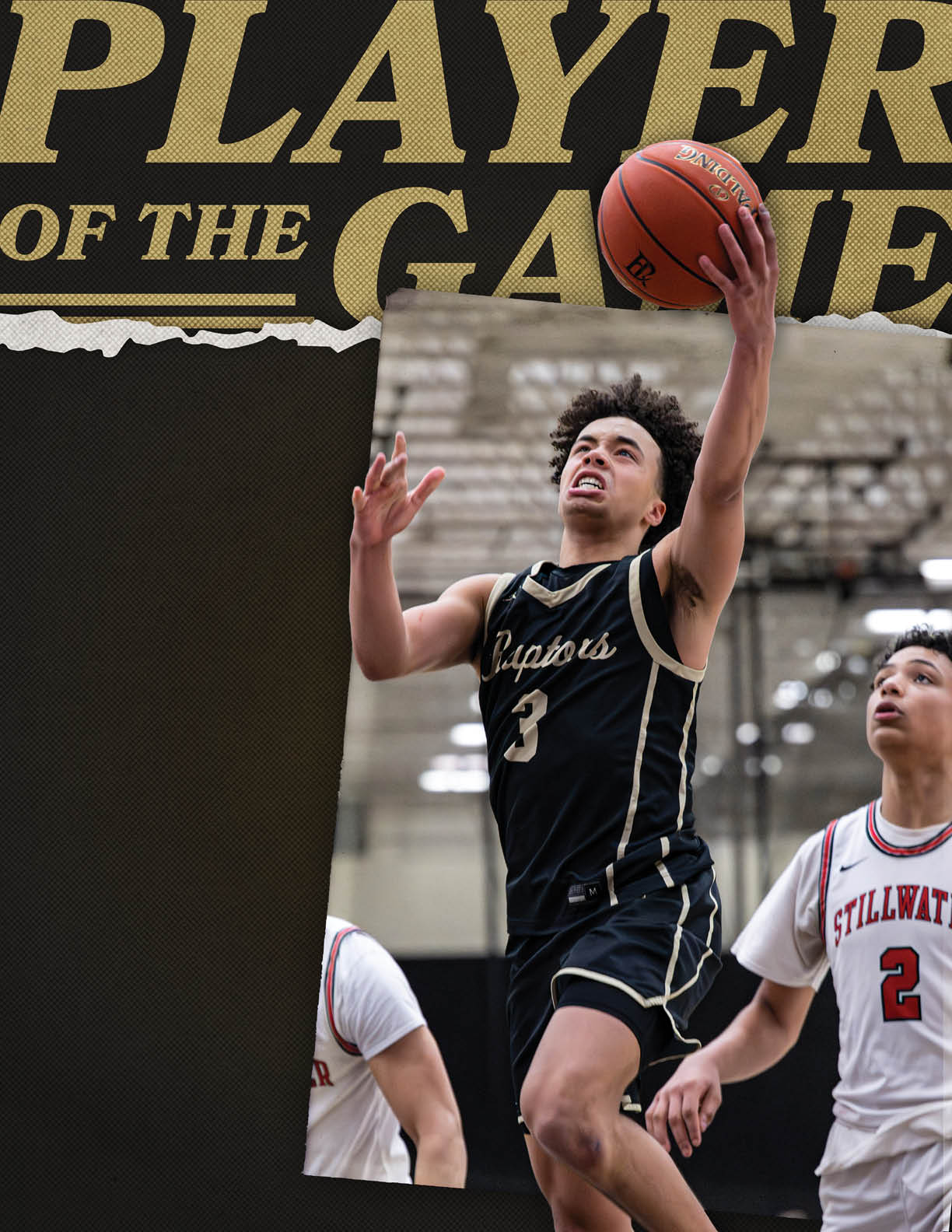 A basketball player in a black jersey with the number 3 on it is jumping to block a shot. AI generated content