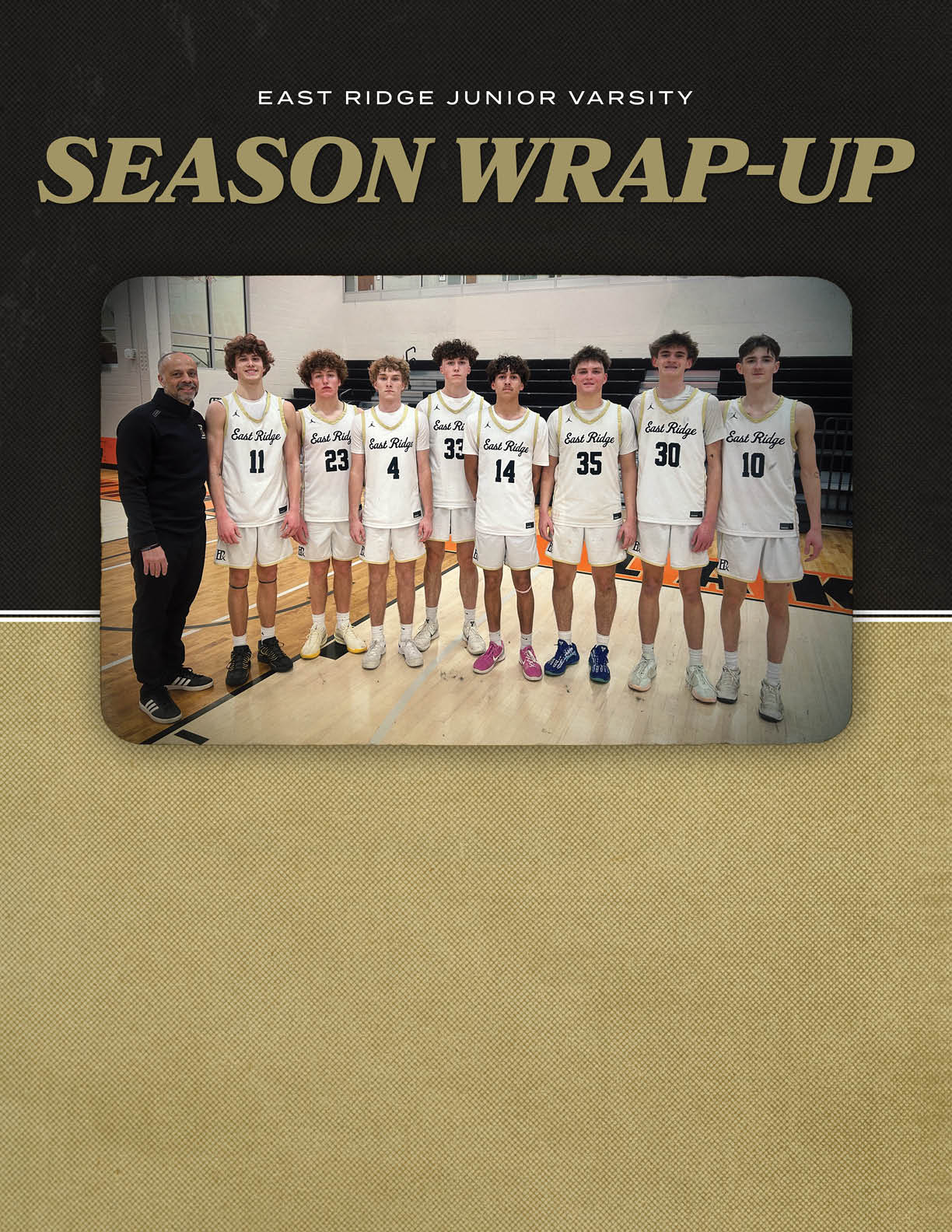 A group of young men pose for a photo on a basketball court. AI generated content