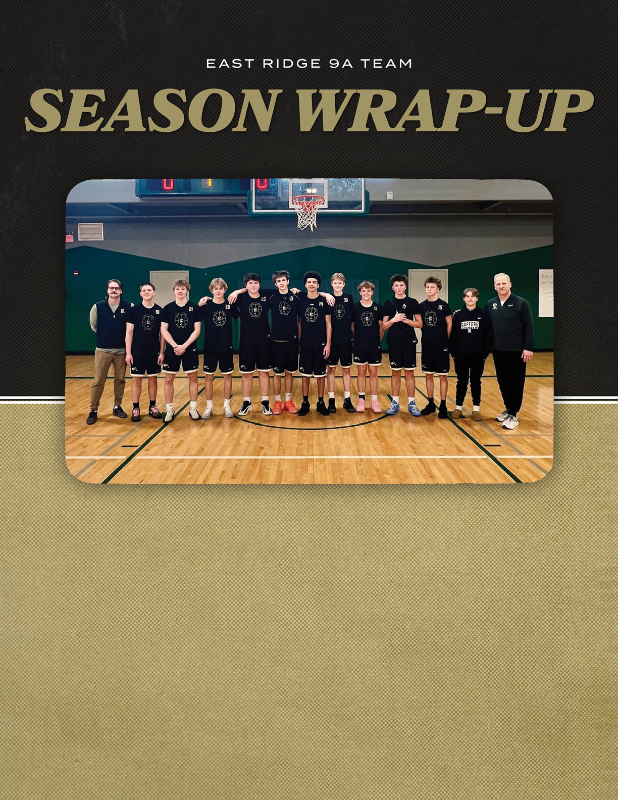 A group of young men pose for a picture on a basketball court. AI generated content