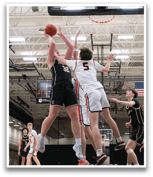 Basketball players in action on the court. AI generated content