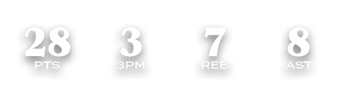 8 ast,7 reb,3 3pm,28 Pt