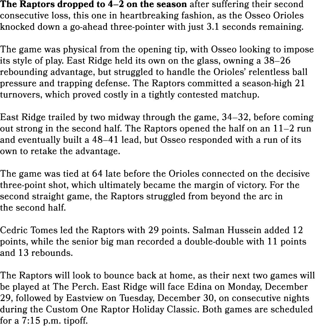 The Raptors dropped to 4–2 on the season after suffering their second consecutive loss, this one in heartbreaking fas...