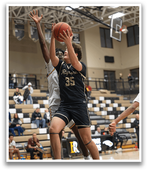 Two basketball players are fighting for the ball. AI generated content