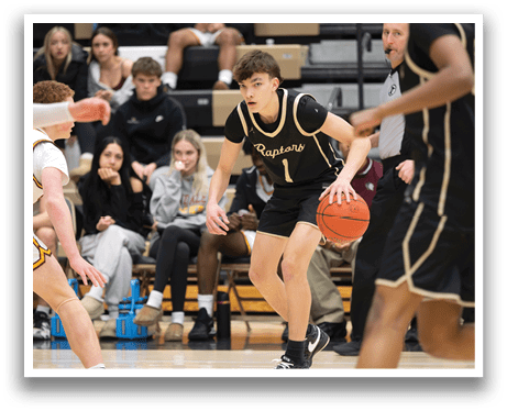 A basketball player wearing a black jersey with the number 1 on it is holding a basketball. AI generated content