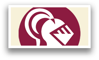 A red and white logo of a knight's helmet. AI generated content