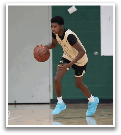 Two young men are playing basketball on a court. One of them is holding a basketball in his hands. AI generated content