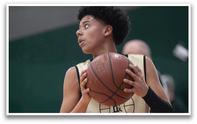 A young man wearing a basketball jersey is holding a basketball. AI generated content