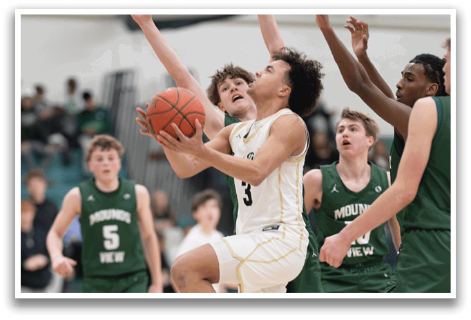 A group of young men playing basketball, one of them jumping to grab the ball. AI generated content