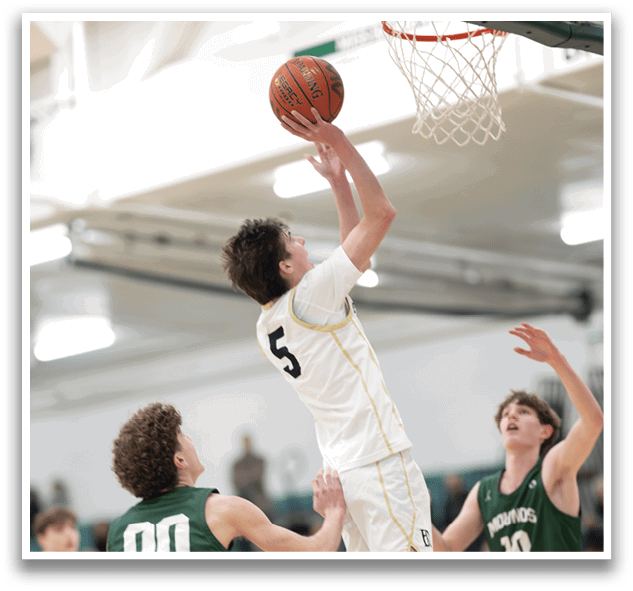 A basketball player leaps into the air to shoot the ball. AI generated content
