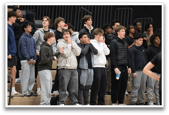 A group of people are sitting on bleachers, watching a game. AI generated content