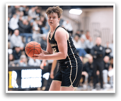 A basketball player holding a basketball on a court. AI generated content