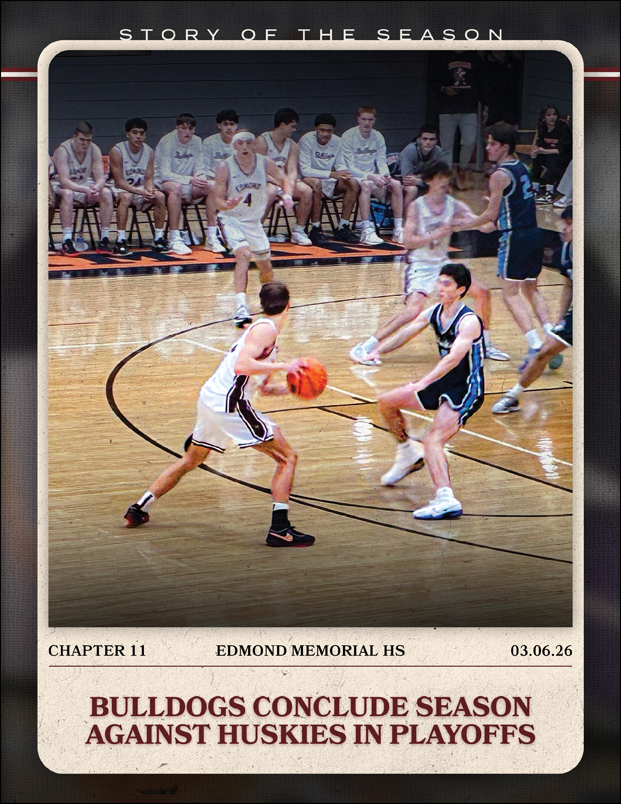 A basketball game is taking place with a boy holding a basketball. AI generated content