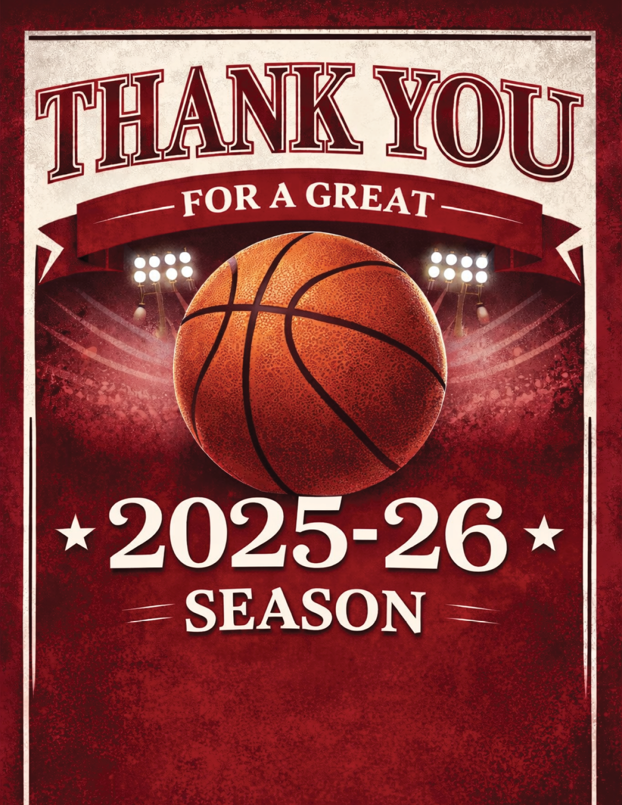 A poster with a basketball and the words 2025-26 season. AI generated content