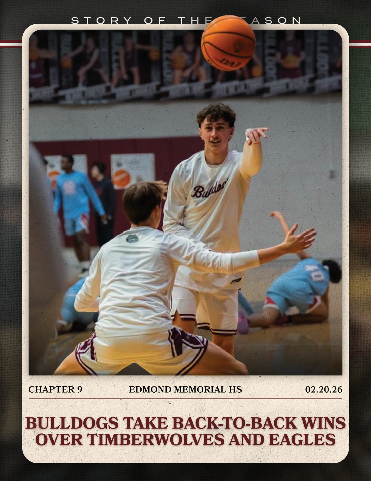 A basketball player is reaching for the ball while another player tries to block him. AI generated content