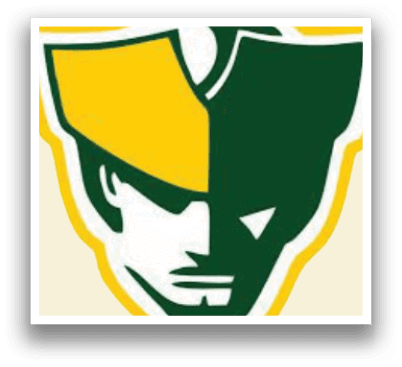 A green and yellow logo with a man's face on it. AI generated content
