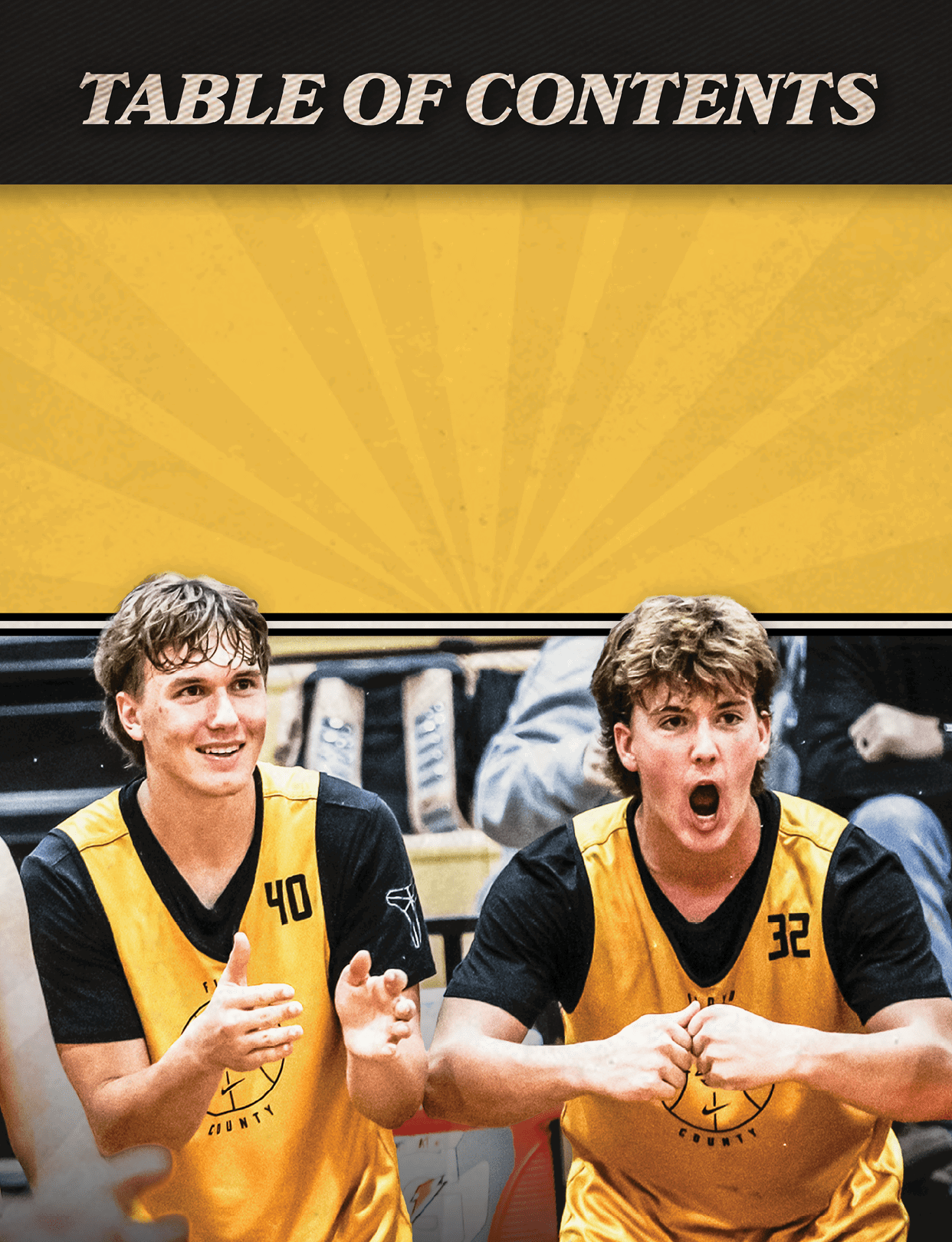 Two men wearing yellow jerseys are playing basketball. AI generated content